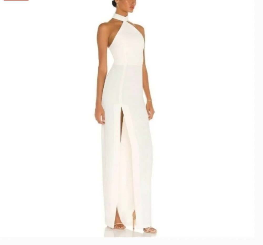 Amanda Uprichard Queens Dress Womens Small White Halter Smocked Maxi Wedding